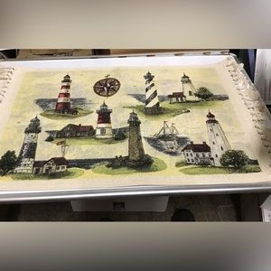 New small flaw lighthouse fringe rug floor mat  20” x 29 1/2” plus 3” fr…
